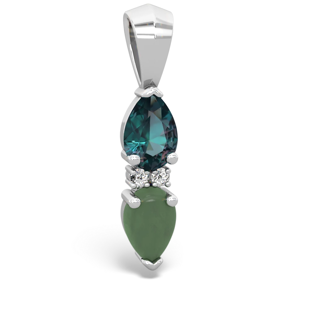 Alexandrite Bowtie Drop 14K White Gold pendant P0865