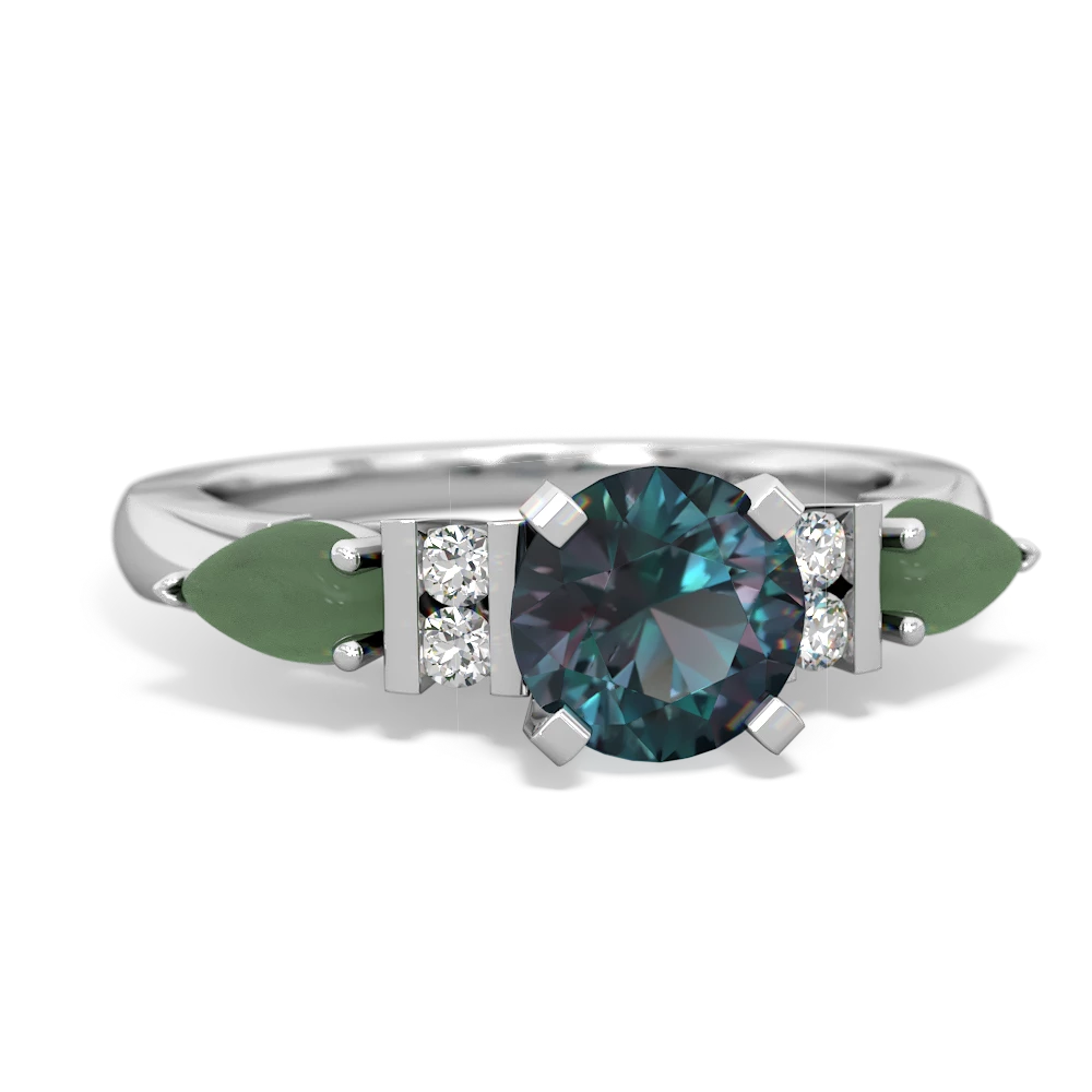 Alexandrite 6Mm Round Eternal Embrace Engagement 14K White Gold ring R2005