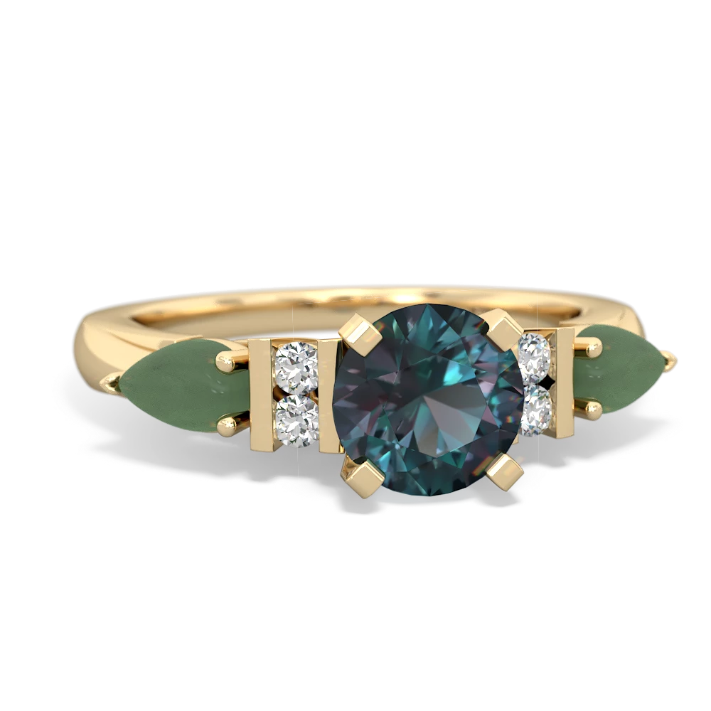 Alexandrite 6Mm Round Eternal Embrace Engagement 14K Yellow Gold ring R2005