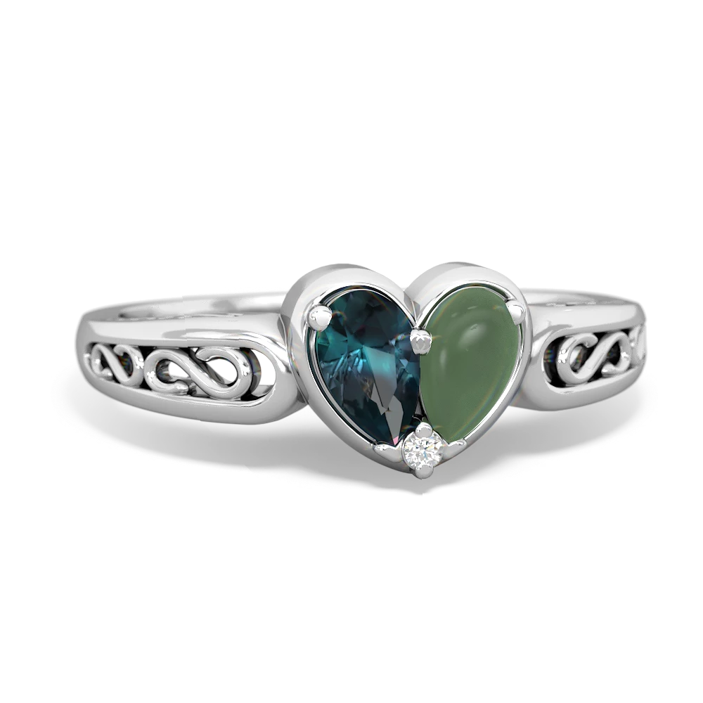 Alexandrite Filligree 'One Heart' 14K White Gold ring R5070