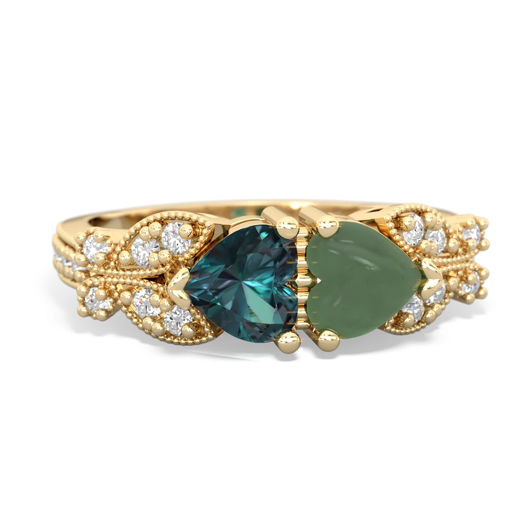 Alexandrite Diamond Butterflies 14K Yellow Gold ring R5601