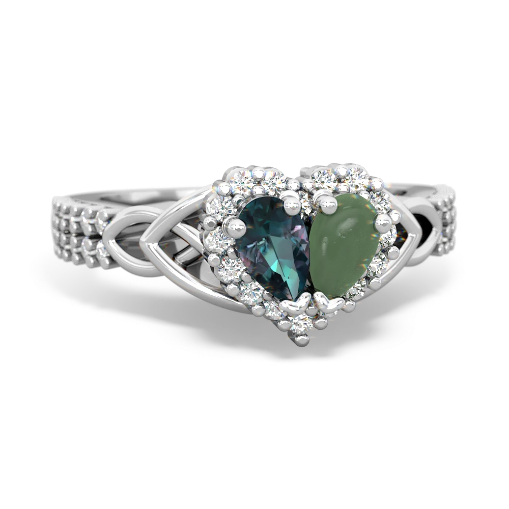 Alexandrite Celtic Knot Two Hearts As One 14K White Gold ring R2644HRT