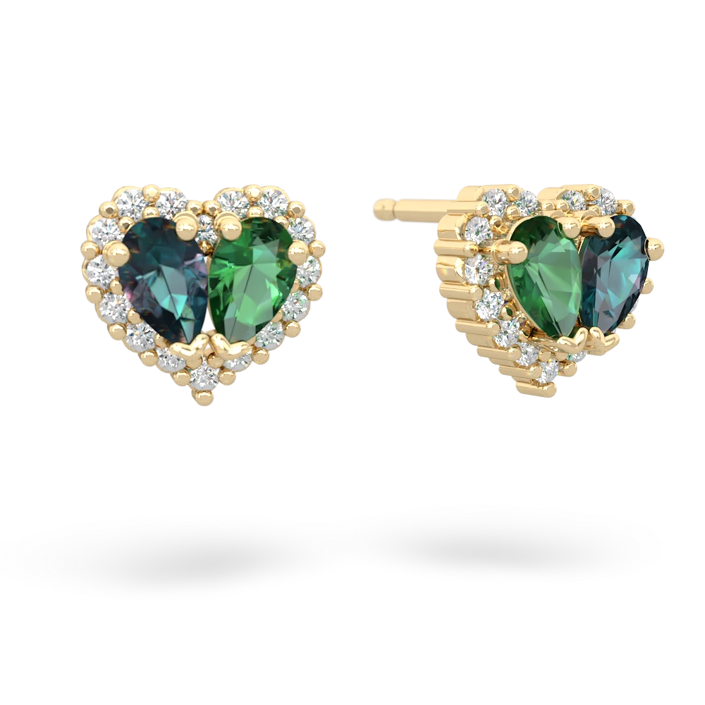 Alexandrite Halo 14K Yellow Gold earrings E7008