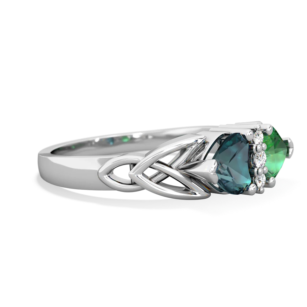 Alexandrite Celtic Knot Double Heart 14K White Gold ring R5040