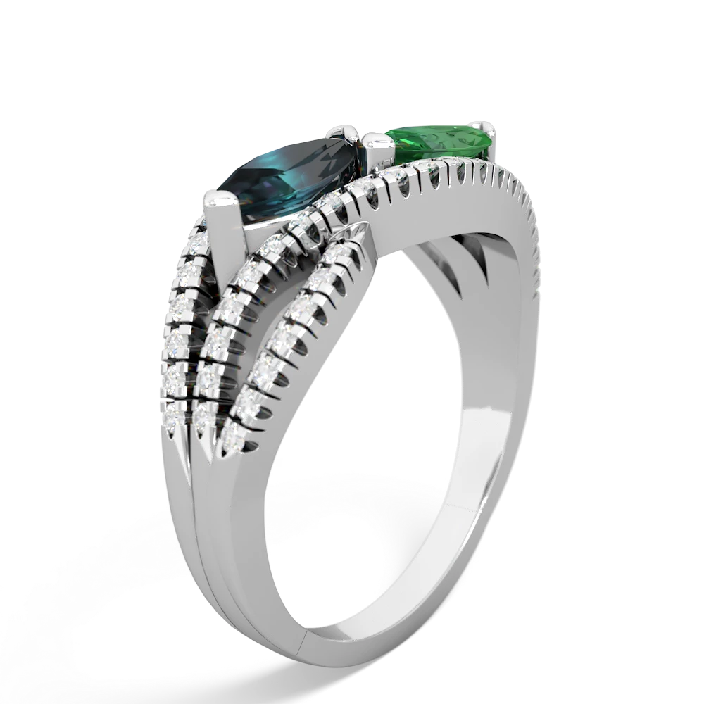 Alexandrite Diamond Rivers 14K White Gold ring R3070