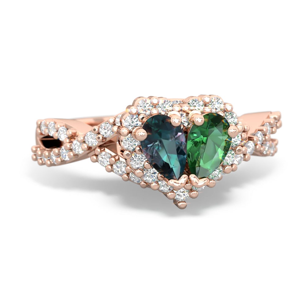 Alexandrite Diamond Twist 'One Heart' 14K Rose Gold ring R2640HRT