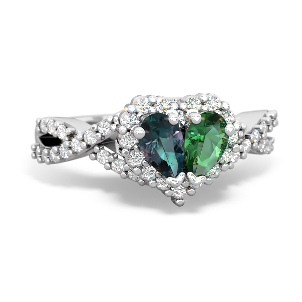 Alexandrite Diamond Twist 'One Heart' 14K White Gold ring R2640HRT