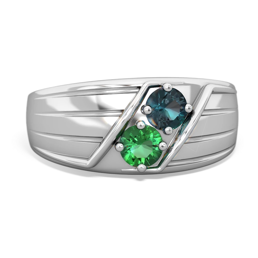 Alexandrite Men's Streamline 14K White Gold ring R0460