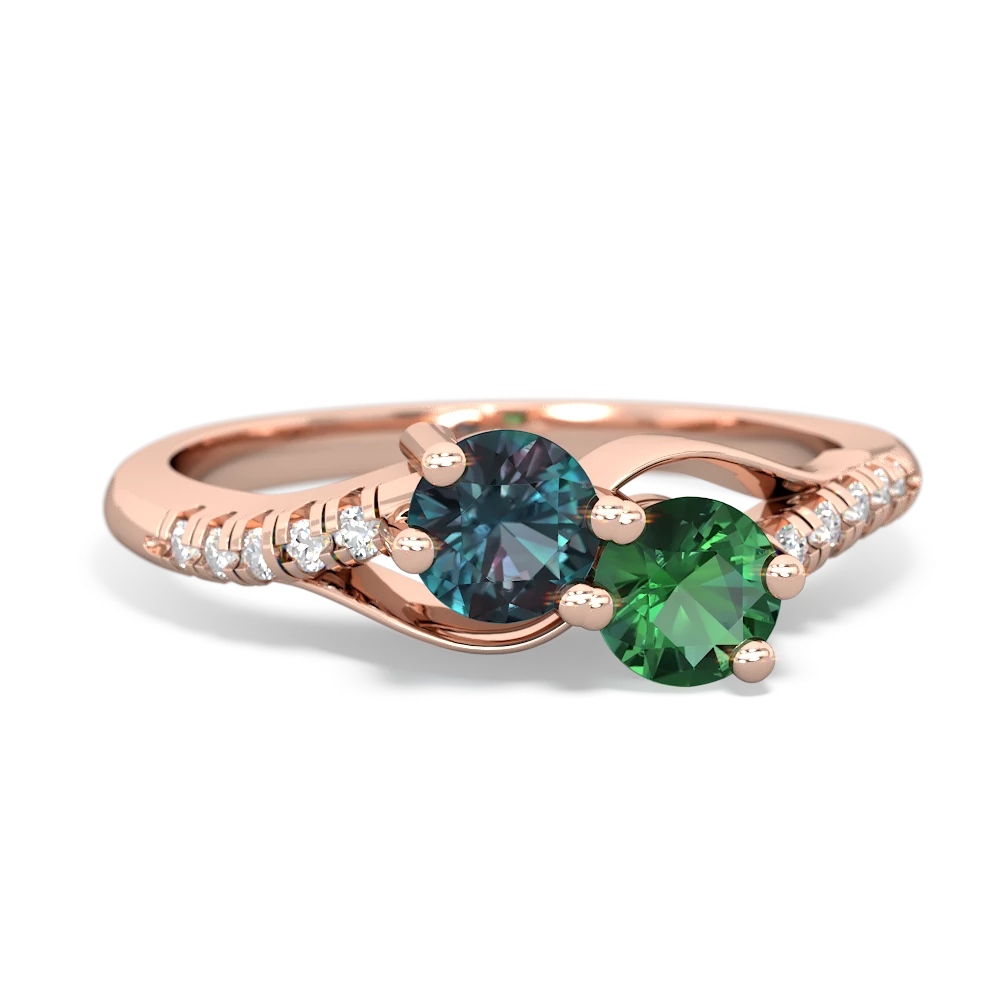 Alexandrite Infinity Pave Two Stone 14K Rose Gold ring R5285