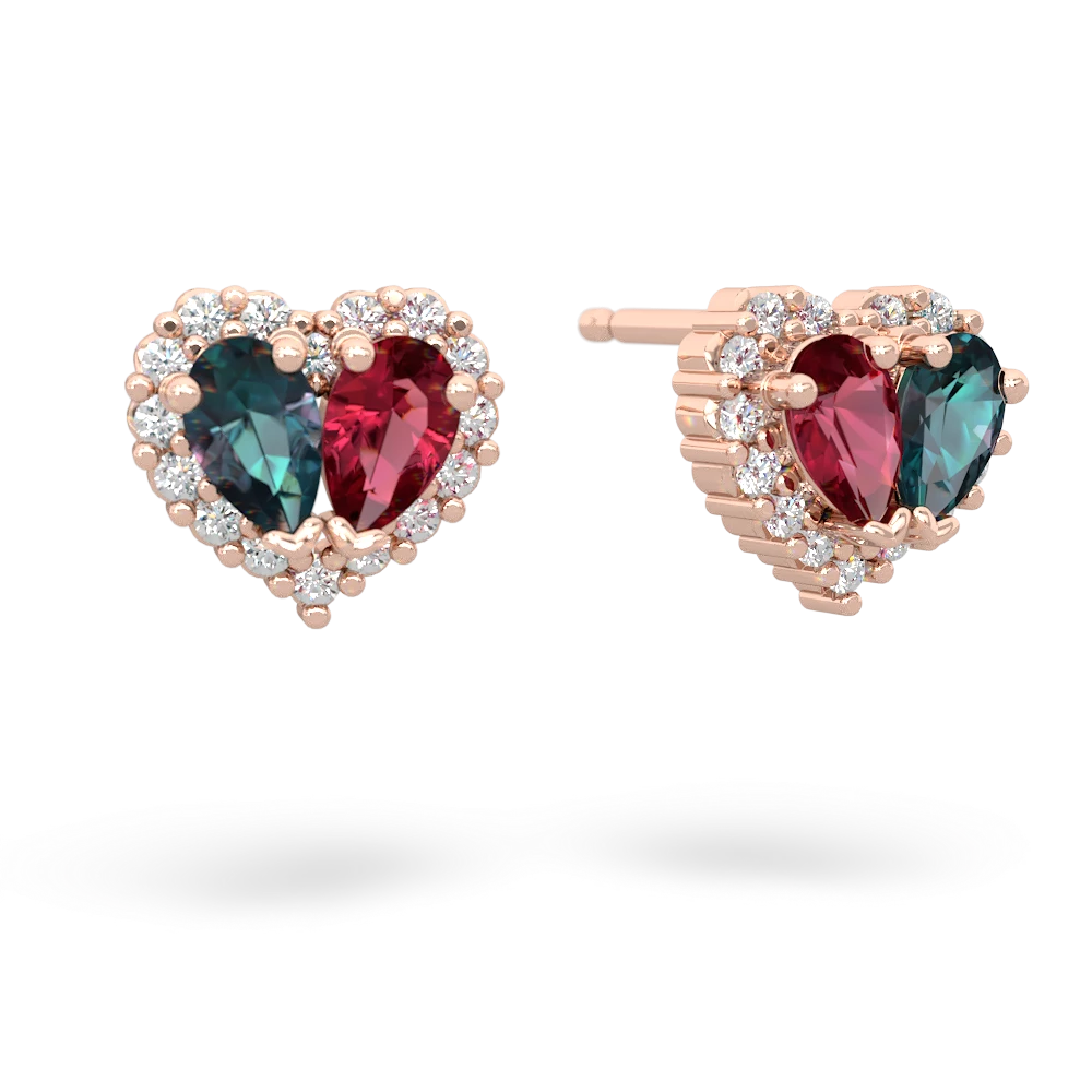 Alexandrite Halo 14K Rose Gold earrings E7008