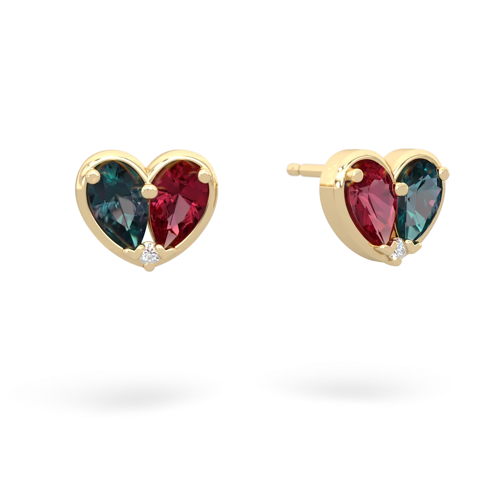 Alexandrite 'Our Heart' 14K Yellow Gold earrings E5072