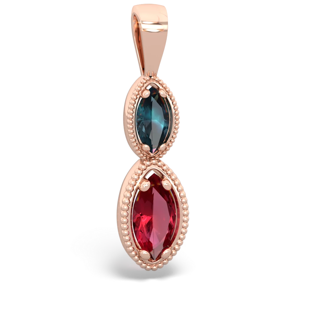 Alexandrite Antique-Style Halo 14K Rose Gold pendant P5700