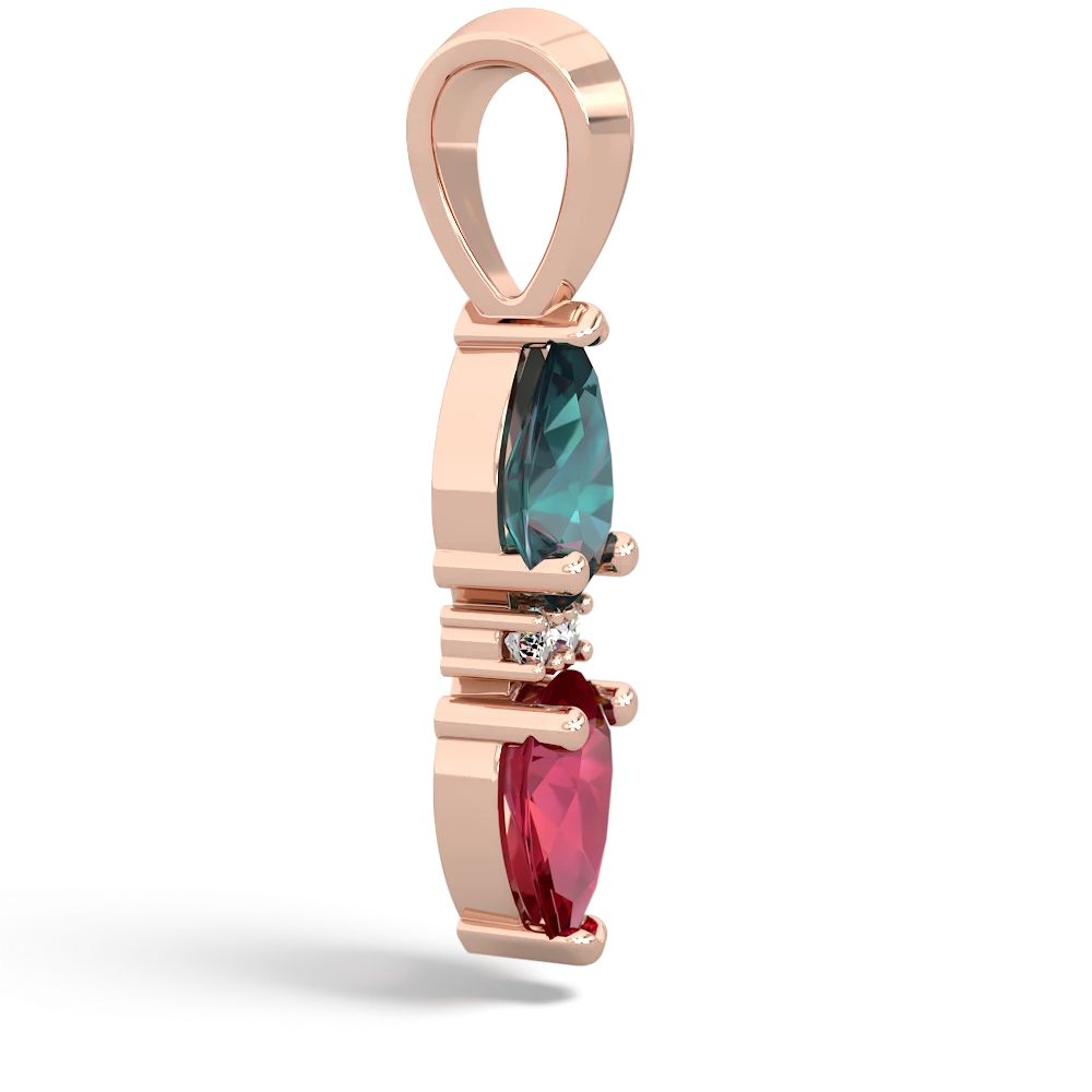 Alexandrite Bowtie Drop 14K Rose Gold pendant P0865