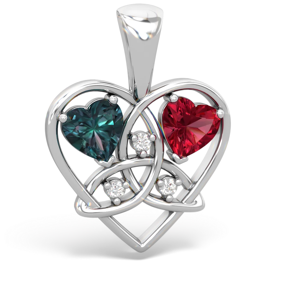 Alexandrite Celtic Trinity Heart 14K White Gold pendant P5331