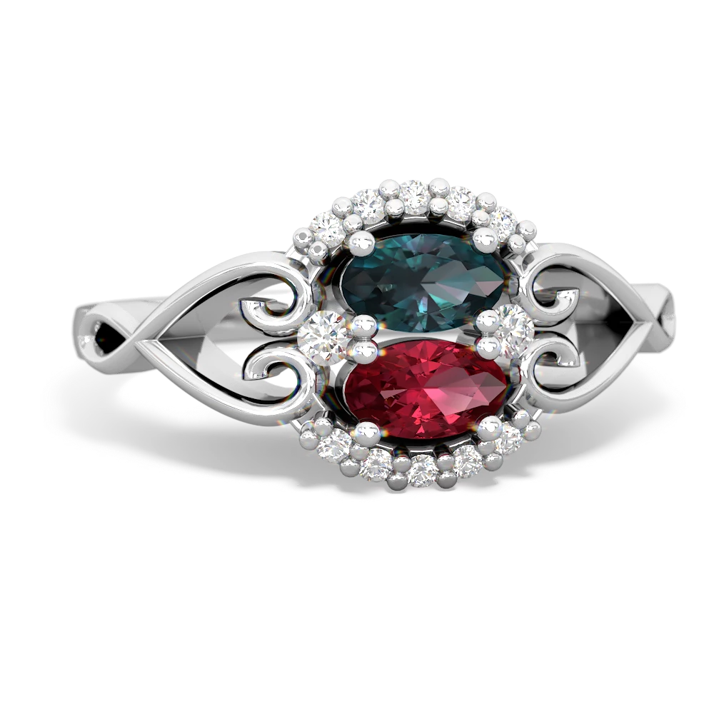 Alexandrite Love Nest 14K White Gold ring R5860