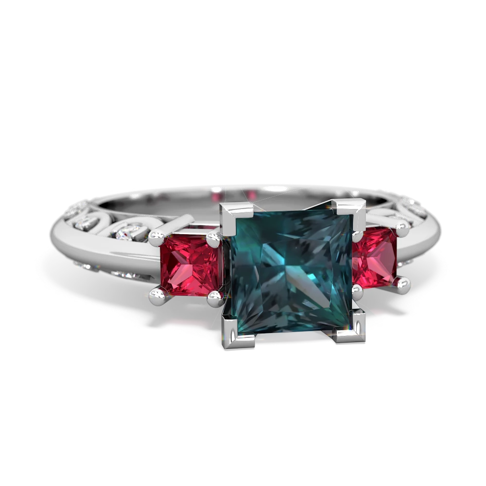 Alexandrite Eternal Embrace Engagement 14K White Gold ring C2001