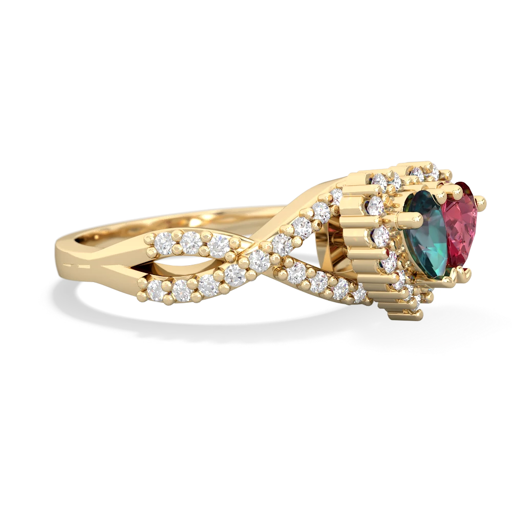 Alexandrite Diamond Twist 'One Heart' 14K Yellow Gold ring R2640HRT