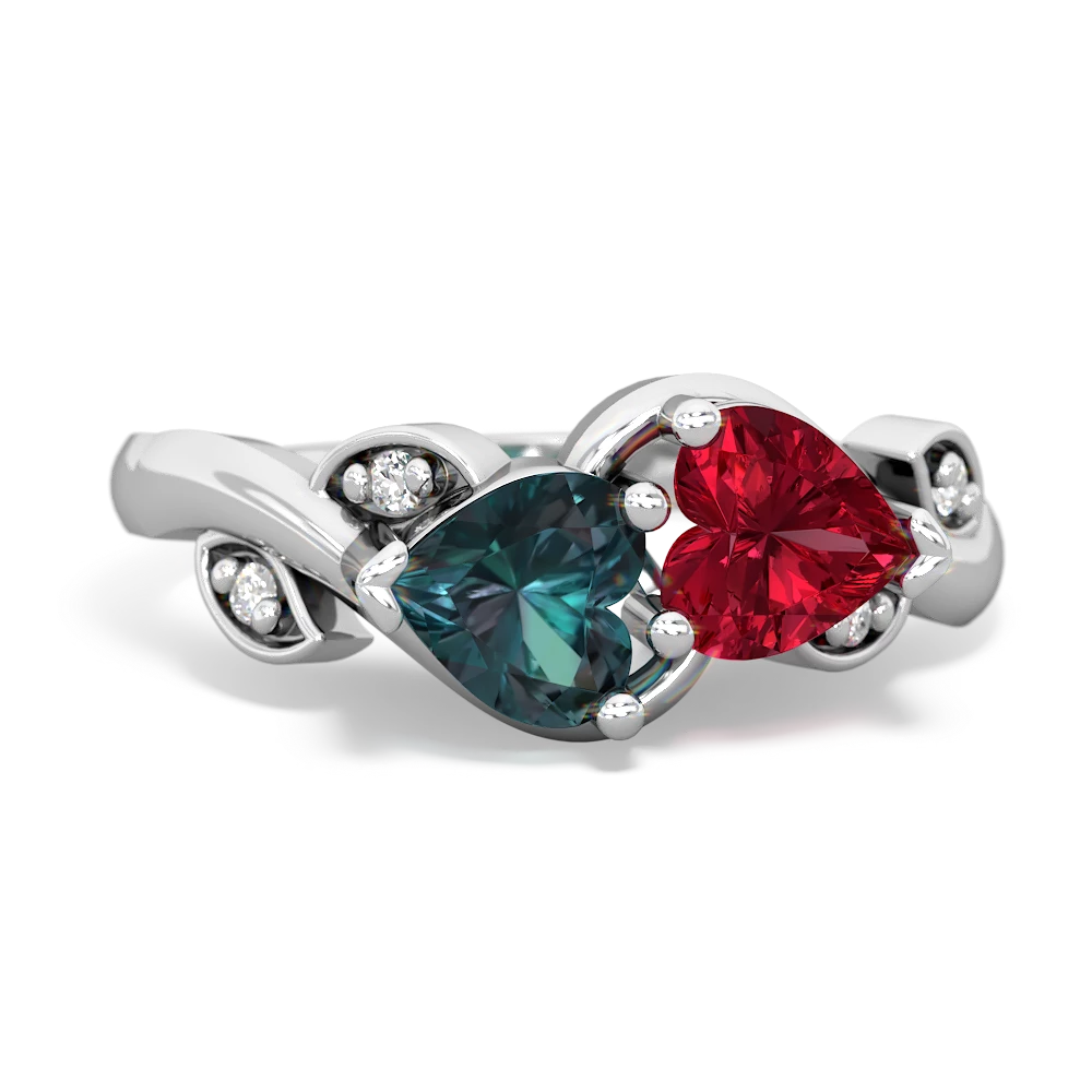 Alexandrite Floral Elegance 14K White Gold ring R5790