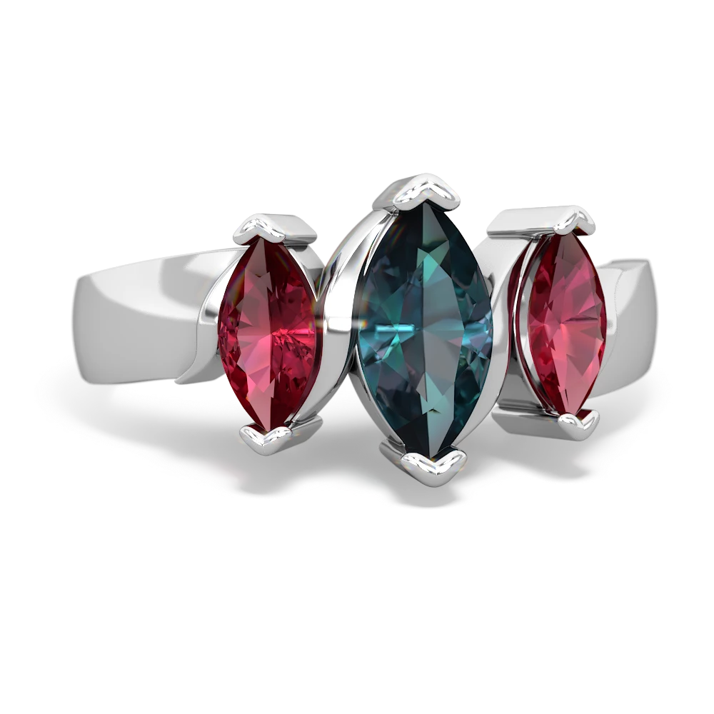 Alexandrite Three Peeks 14K White Gold ring R2433