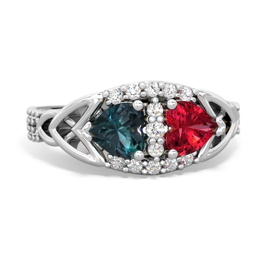 Alexandrite Sparkling Celtic Knot 14K White Gold ring R2645