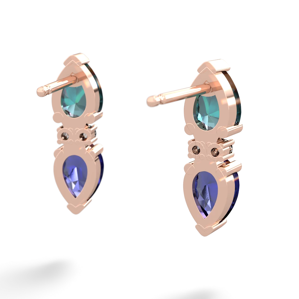 Alexandrite Bowtie Drop 14K Rose Gold earrings E0865