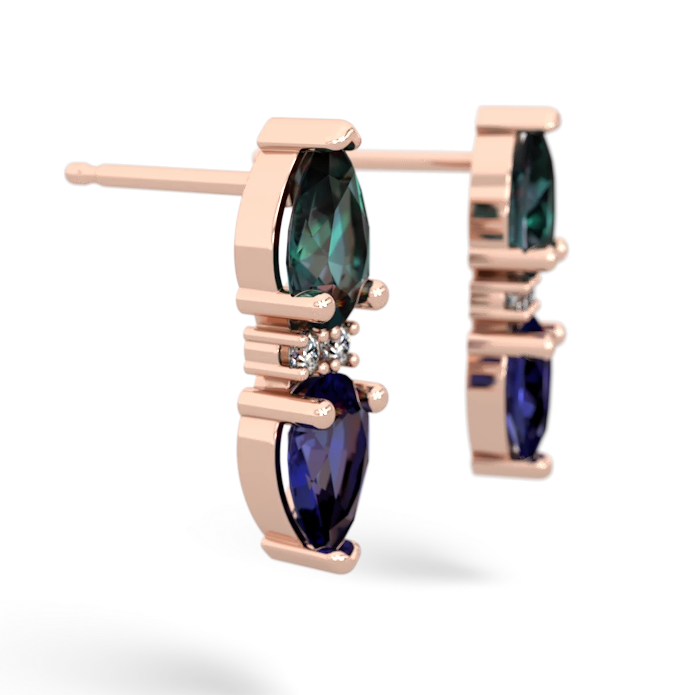 Alexandrite Bowtie Drop 14K Rose Gold earrings E0865