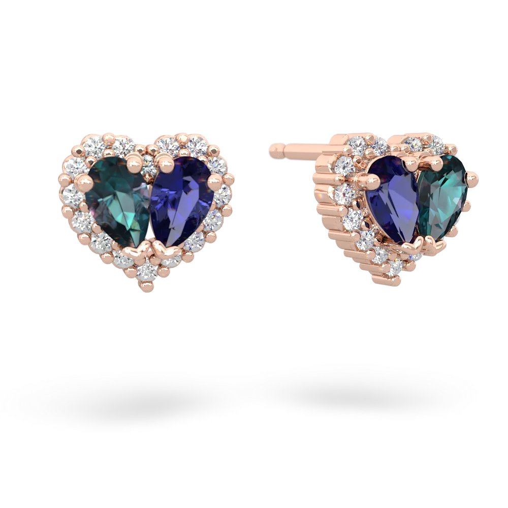 Alexandrite Halo 14K Rose Gold earrings E7008