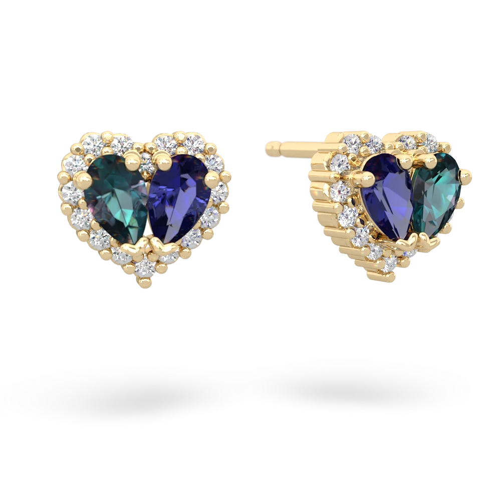 Alexandrite Halo 14K Yellow Gold earrings E7008