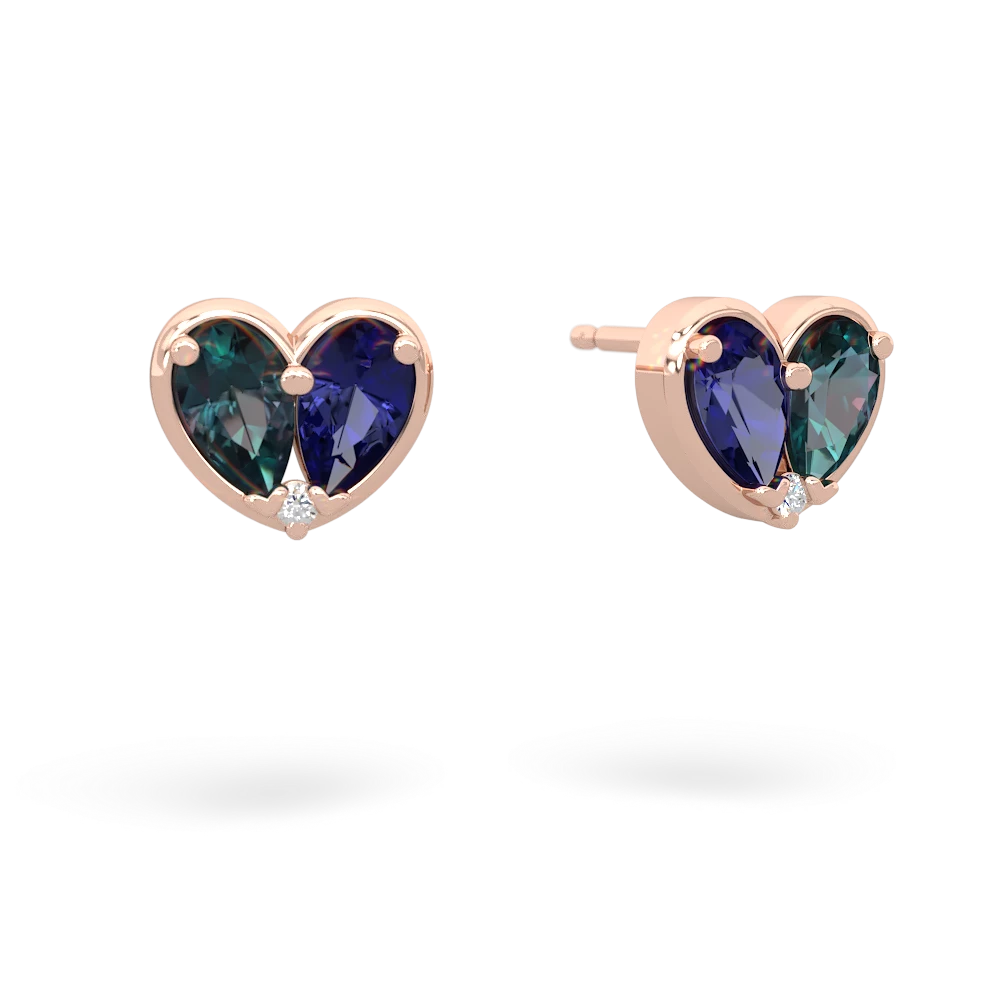 Alexandrite 'Our Heart' 14K Rose Gold earrings E5072