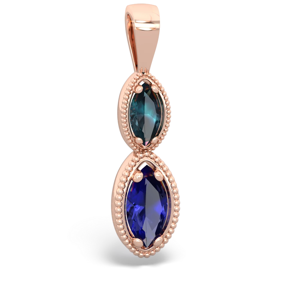 Alexandrite Antique-Style Halo 14K Rose Gold pendant P5700