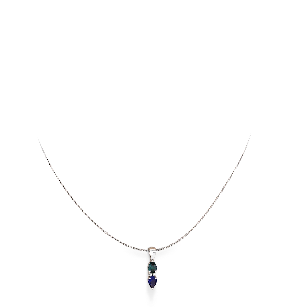 Alexandrite Bowtie Drop 14K White Gold pendant P0865