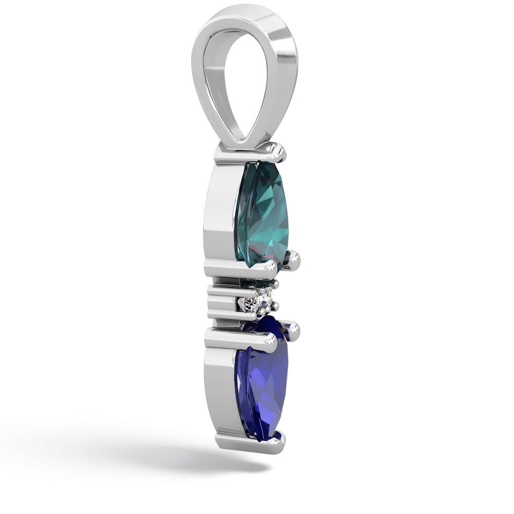 Alexandrite Bowtie Drop 14K White Gold pendant P0865