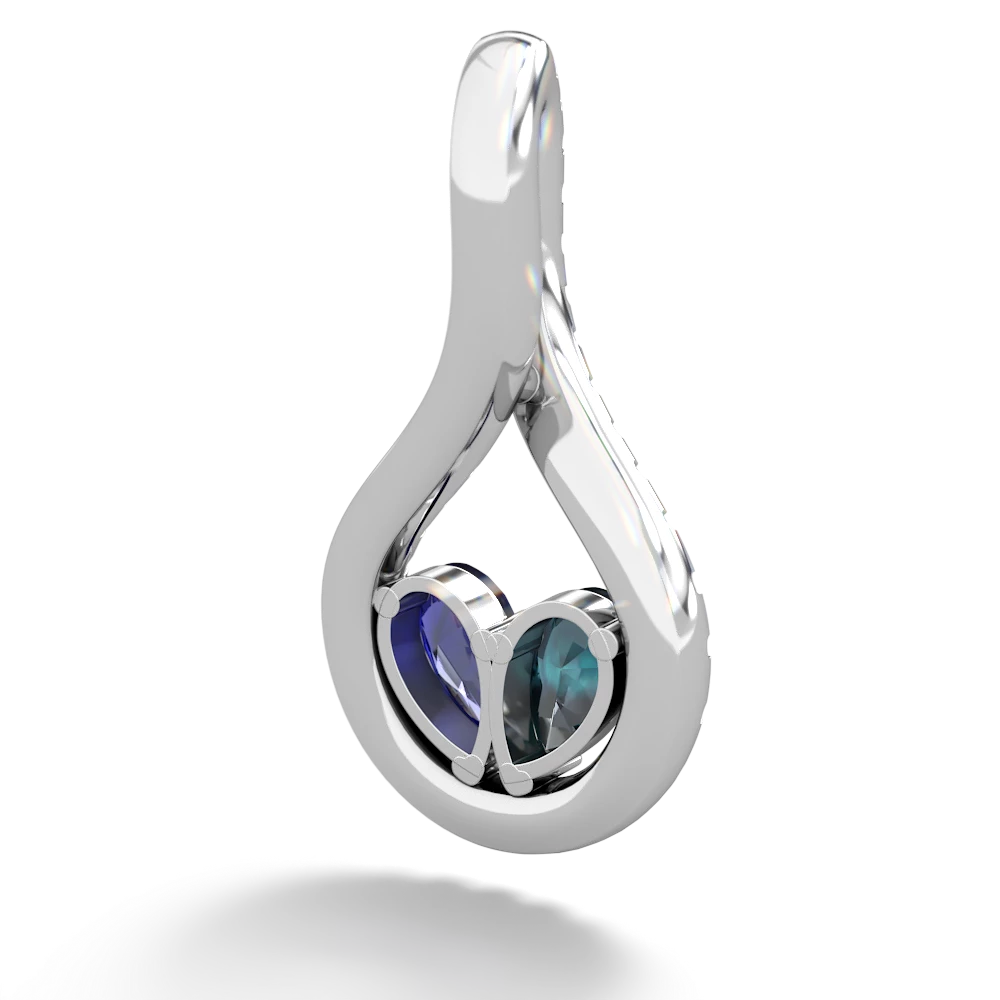 Alexandrite Pave Twist 'One Heart' 14K White Gold pendant P5360