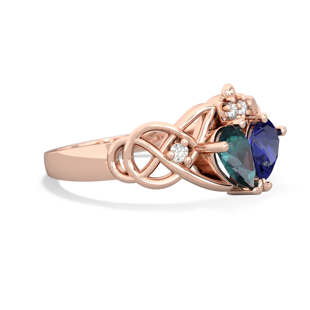 Alexandrite 'One Heart' Celtic Knot Claddagh 14K Rose Gold ring R5322