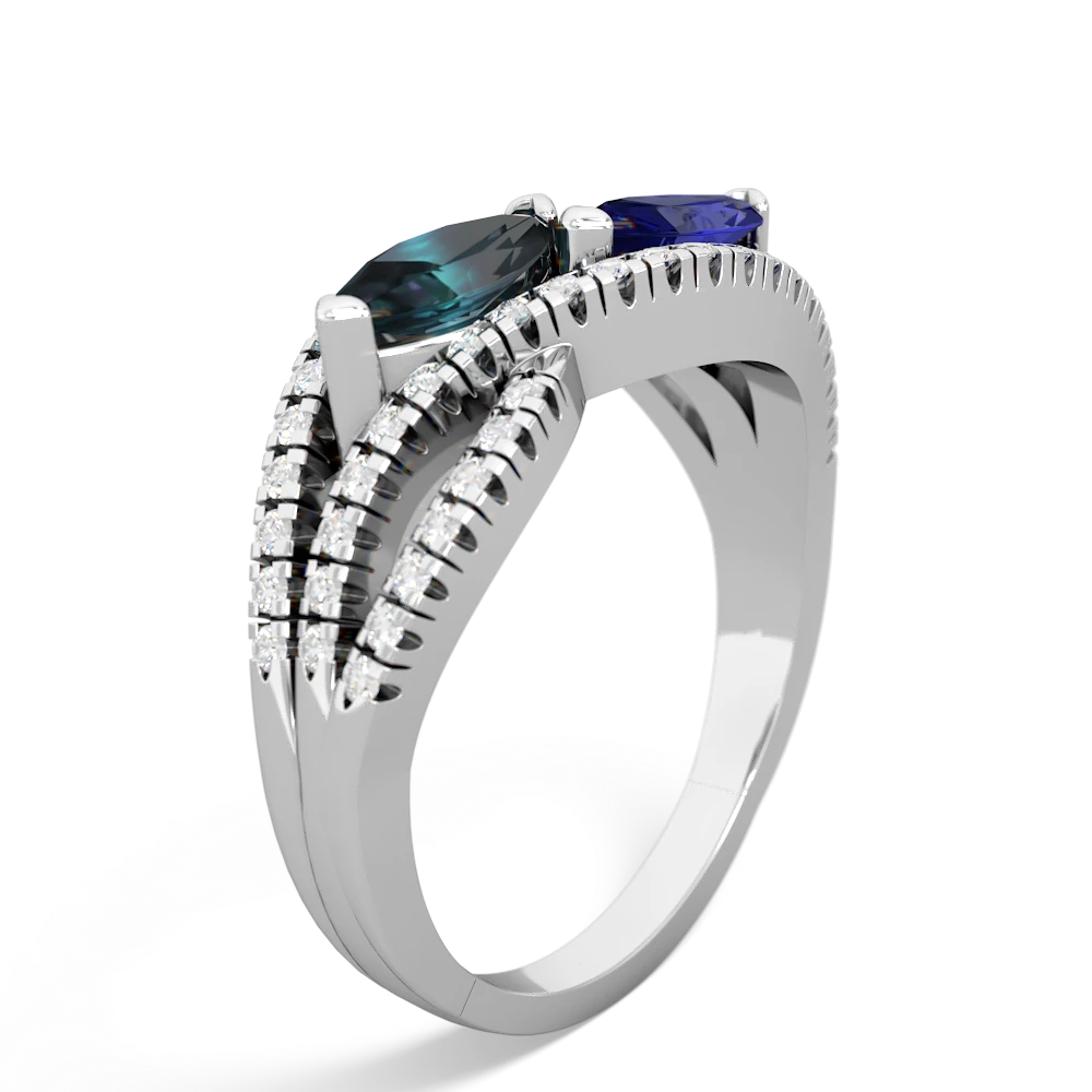 Alexandrite Diamond Rivers 14K White Gold ring R3070