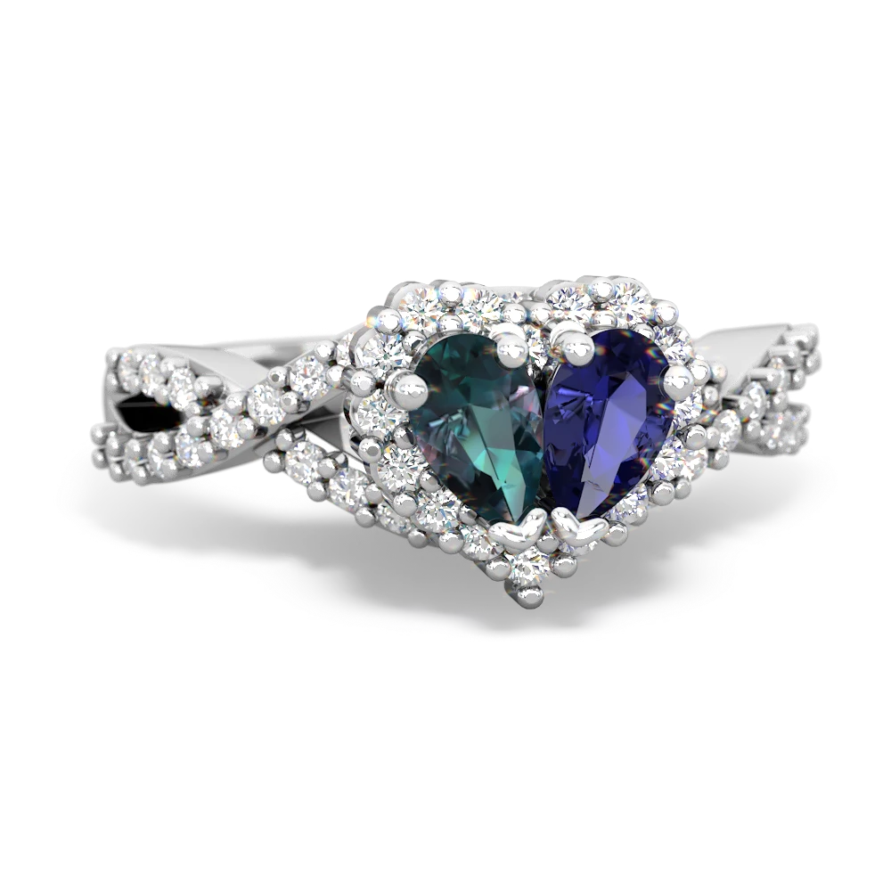 Alexandrite Diamond Twist 'One Heart' 14K White Gold ring R2640HRT