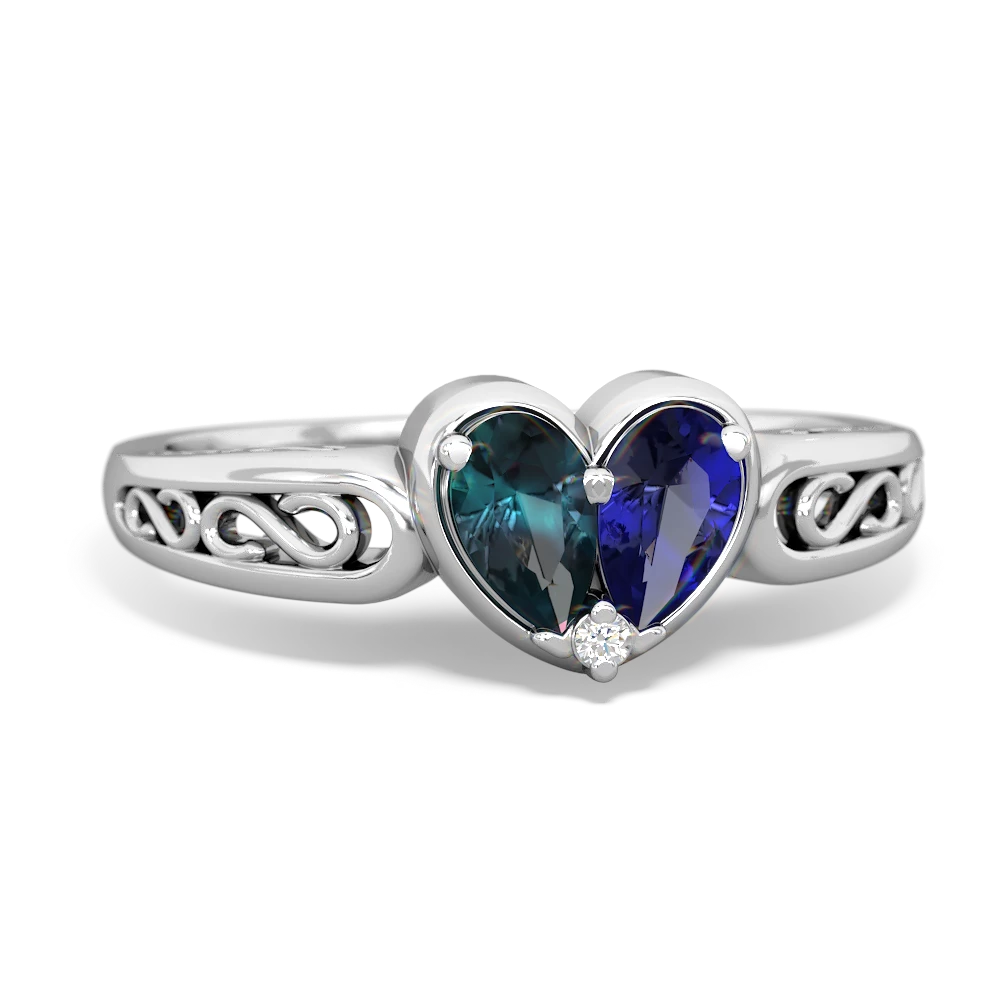 Alexandrite Filligree 'One Heart' 14K White Gold ring R5070