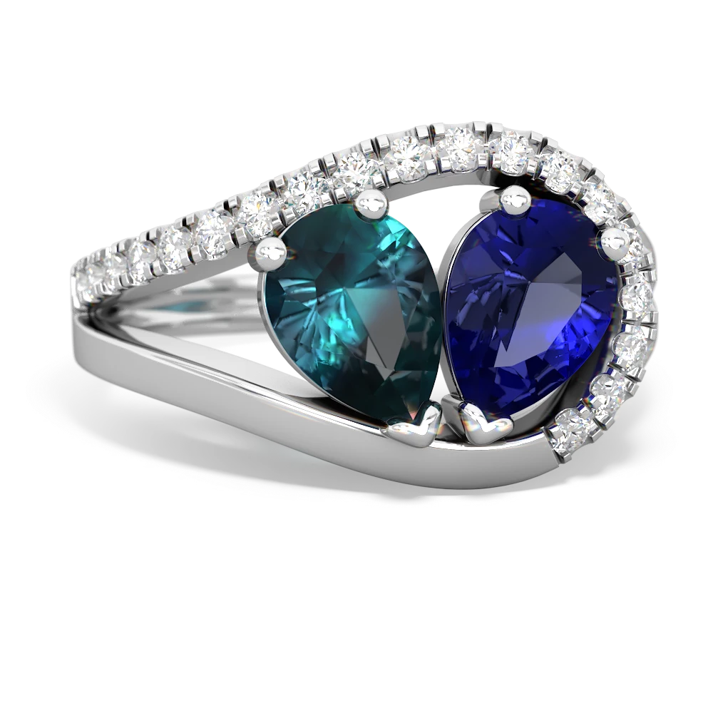 Alexandrite Nestled Heart Keepsake 14K White Gold ring R5650