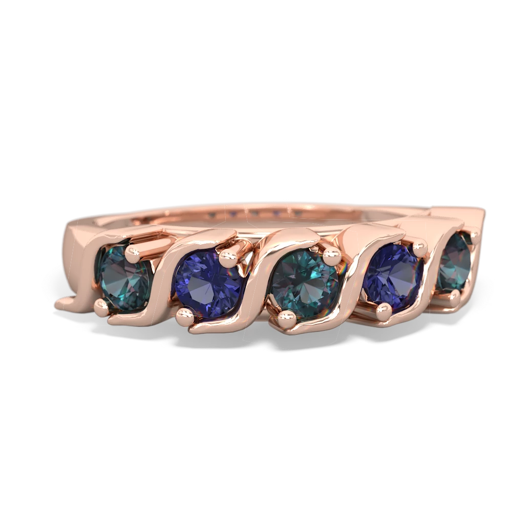 Alexandrite Anniversary Band 14K Rose Gold ring R2089