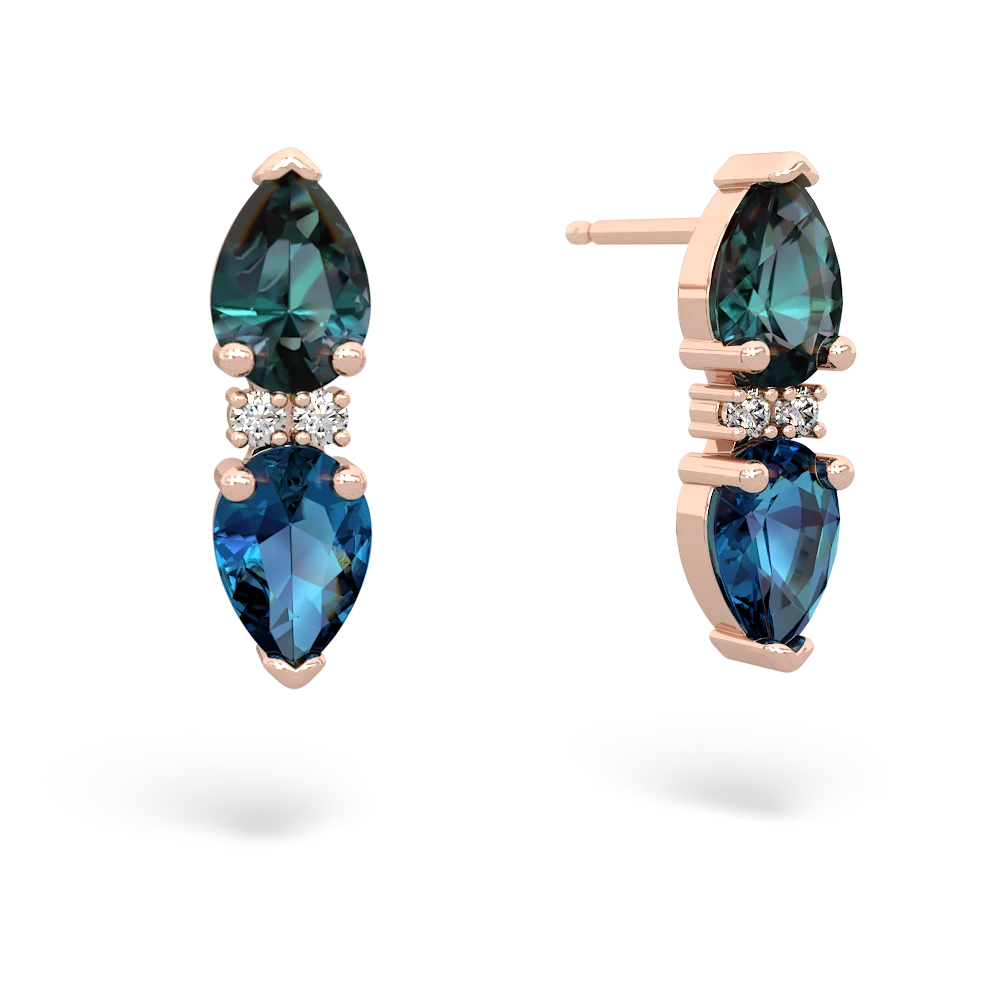 Alexandrite Bowtie Drop 14K Rose Gold earrings E0865