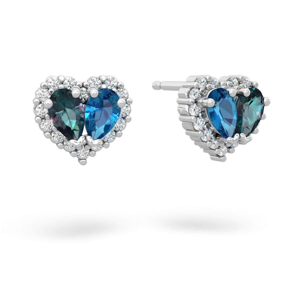 Alexandrite Halo 14K White Gold earrings E7008