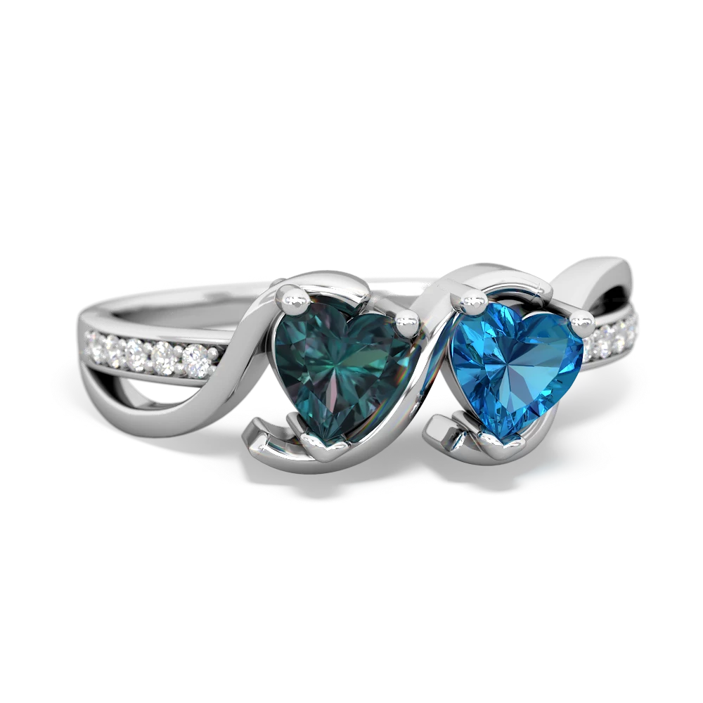 Alexandrite Side By Side 14K White Gold ring R3090