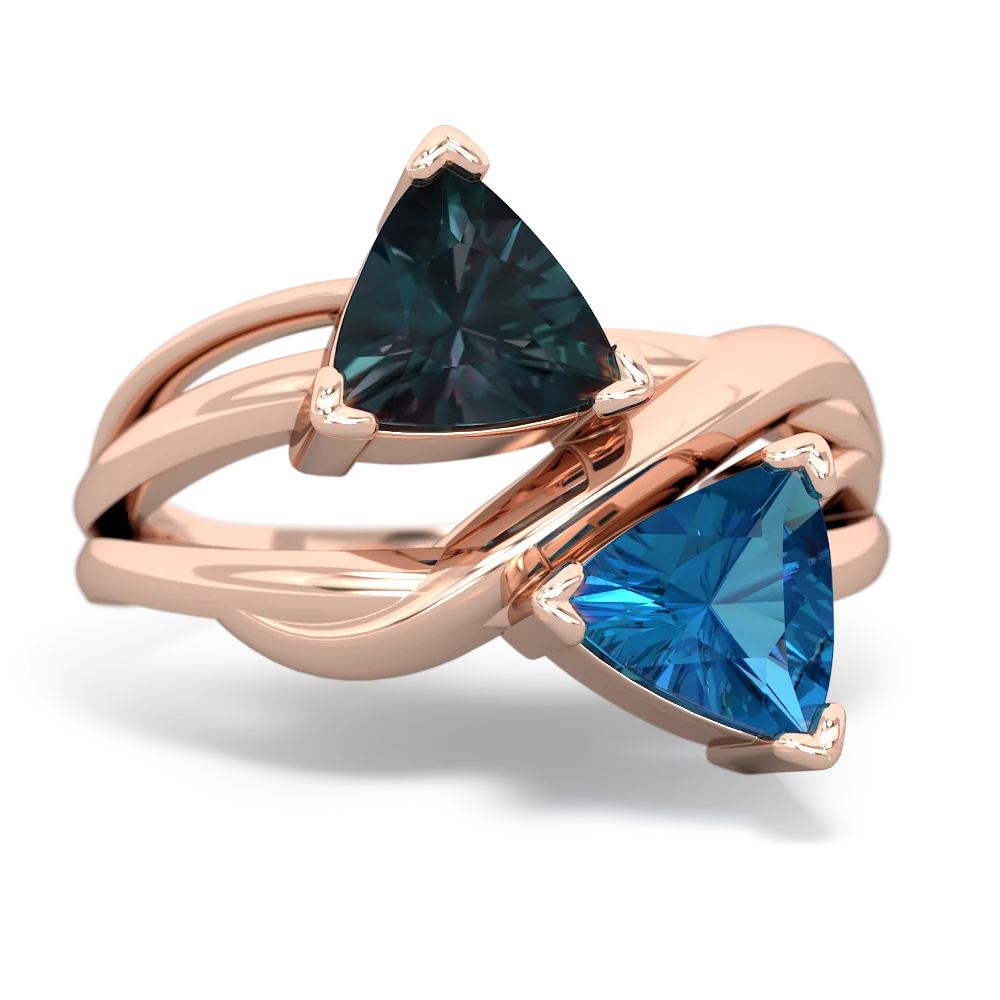 Alexandrite Split Band Swirl 14K Rose Gold ring R2341