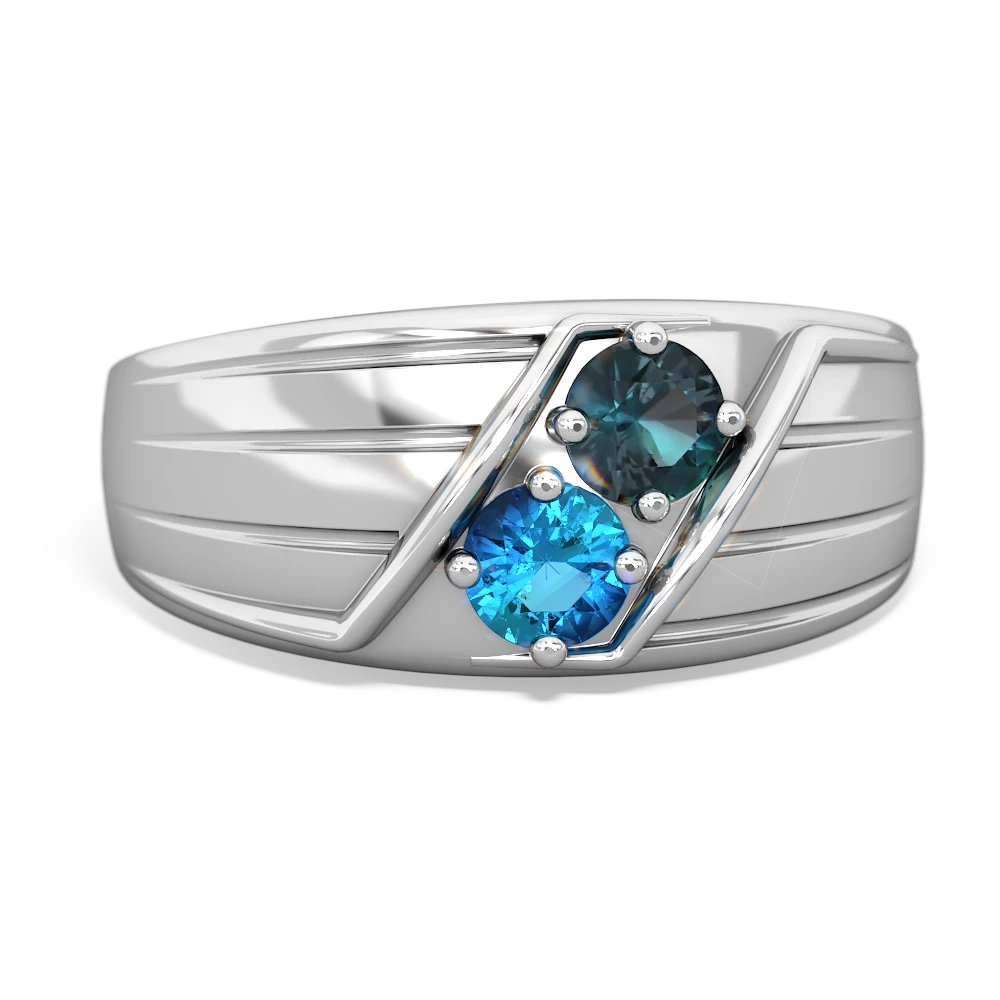 Alexandrite Men's Streamline 14K White Gold ring R0460