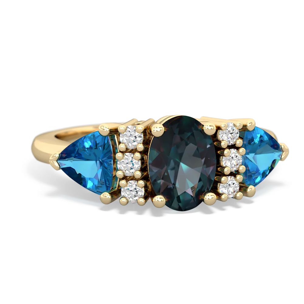 Alexandrite,London Topaz Sapphire Antique Style Three Stone ring