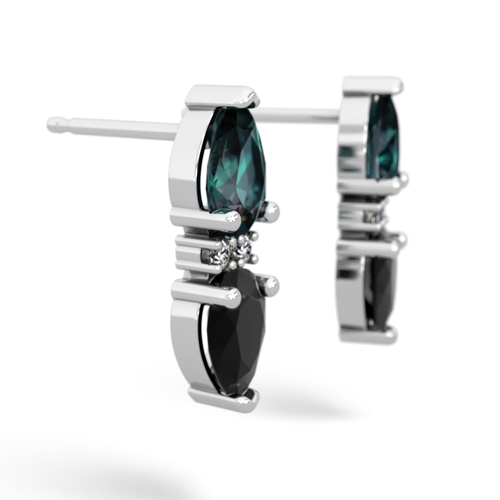 Alexandrite Bowtie Drop 14K White Gold earrings E0865