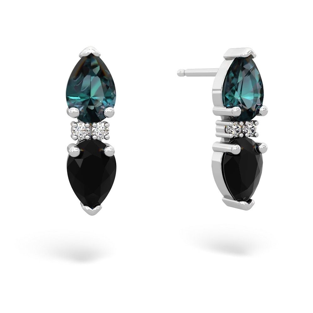 Alexandrite Bowtie Drop 14K White Gold earrings E0865