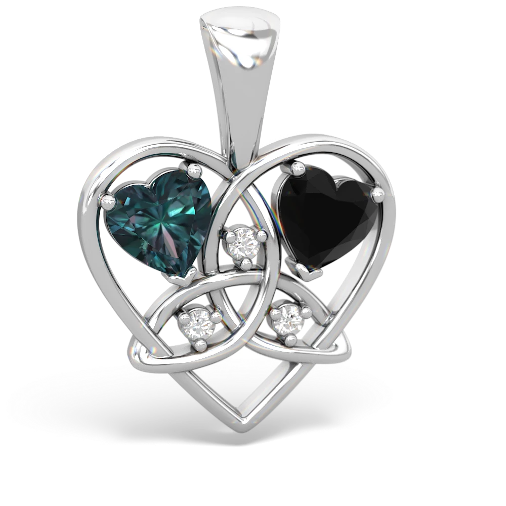 Alexandrite Celtic Trinity Heart 14K White Gold pendant P5331