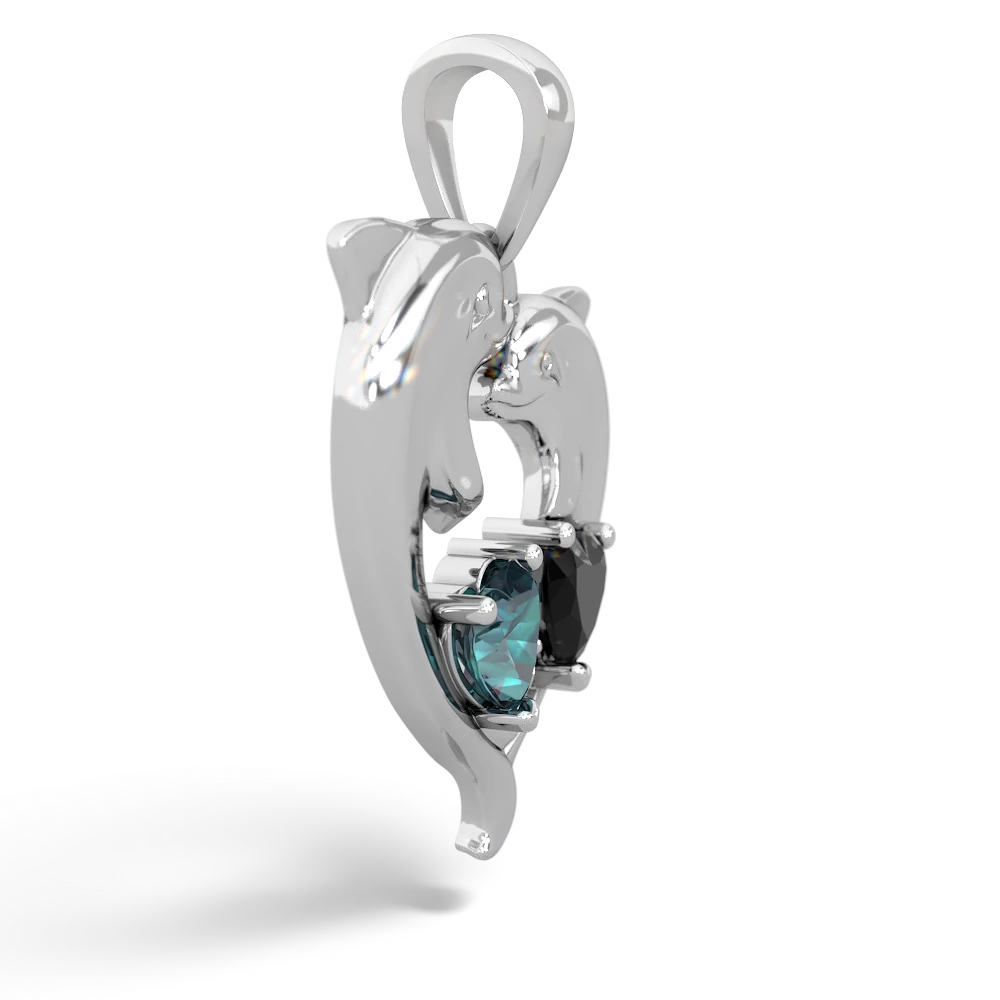 Alexandrite Dolphin Heart 14K White Gold pendant P5820