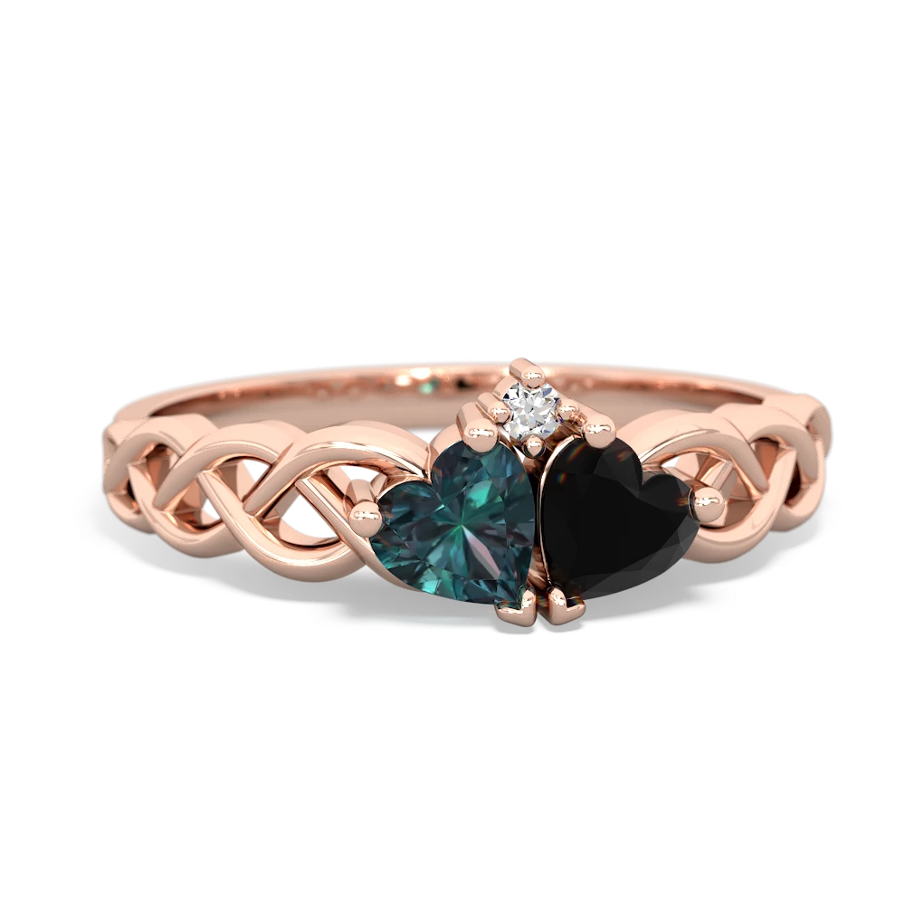 Alexandrite Heart To Heart Braid 14K Rose Gold ring R5870